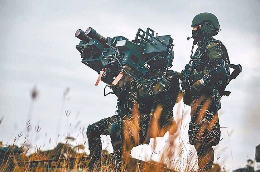臺海軍陸戰(zhàn)隊肩抗“毒刺”導(dǎo)彈發(fā)射器準備射擊。圖片來源：臺灣“中時新聞網(wǎng)”。