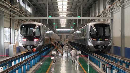 石家莊地鐵二號線列車。 中車齊車集團石家莊公司供圖