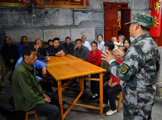 民兵學(xué)習(xí)宣講。受訪單位供圖
