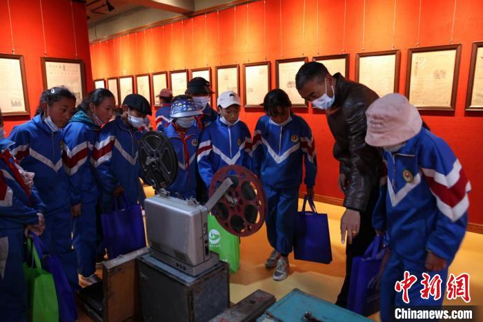 資料圖為玉樹市第四完小學(xué)生參觀鑄牢中華民族共同體意識(shí)主題展?！『F龍 攝