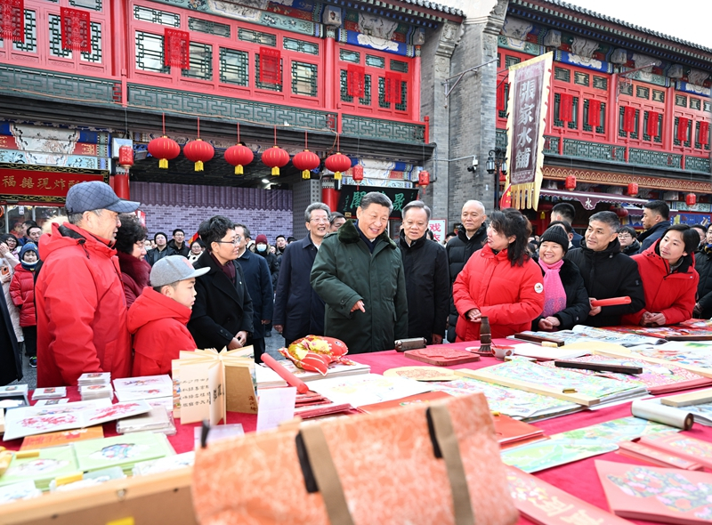 2024年2月1日，習近平總書記在天津古文化街考察。