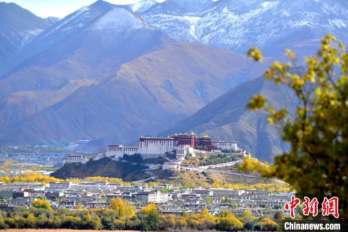 10月24日，雪山、布達(dá)拉宮和秋色組成“風(fēng)景畫”?！〗w波 攝