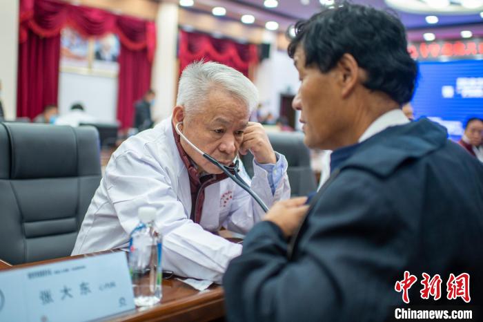 圖為專家團隊在日喀則市開展義診活動?！〉┰雠?攝